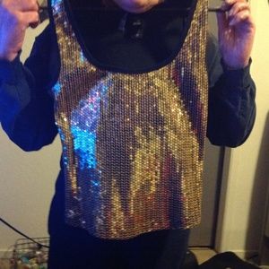 Gold Sequence Tank Top- back is black